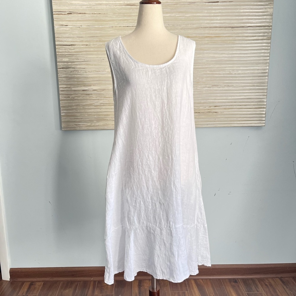 Talia Benson 100% linen tiered hem dress size S - Picture 5 of 10